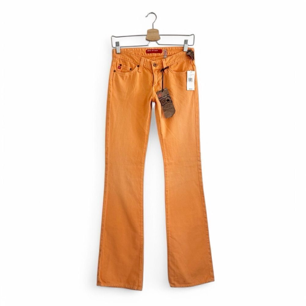 NWT Y2K Vintage Big Star Low Rise Orange Boot Cut Jeans Size 25